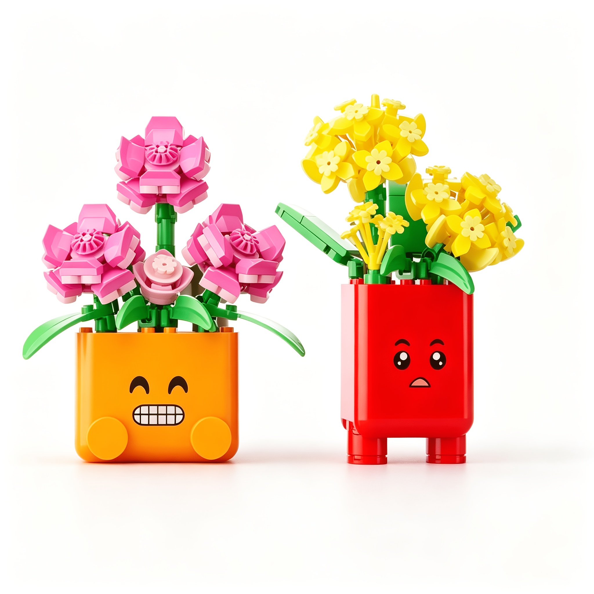 TEMU 222pcs Cartoon Face Potted Flower Interlocking Building Blocks Playset Building Toy Set Yellow Osmanthus Model Desktop Decor Christmas Gift
