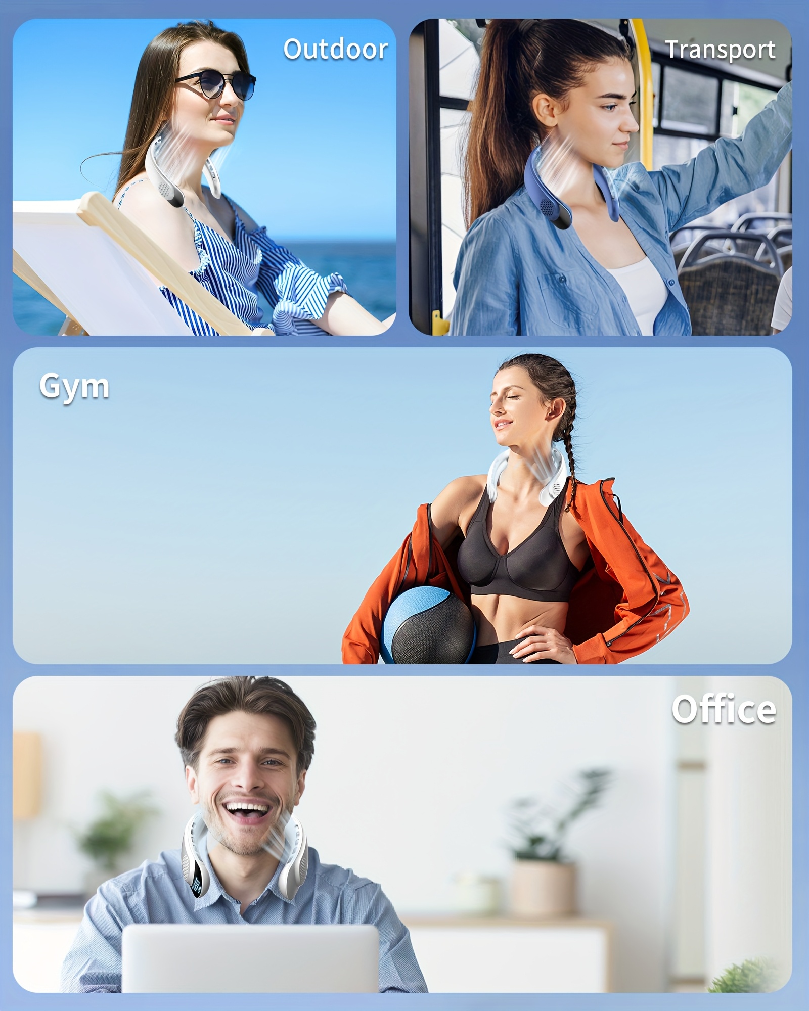 Neck Fan Without Blades, Featuring 4 Turbo Settings, a 4000 Mah Battery, USB Rechargeable, Personal Use, with 3 Speed Options, 360° Airflow, LED Display, Suitable for Home, Office, Travel, And As Gifts