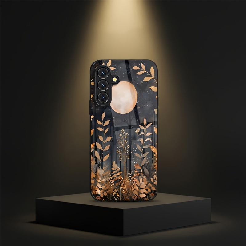Funda para teléfono: Funda de cristal misteriosa vintage de bosque plano/noche, compatible con for Samsung Galaxy A05 A05S A06 A14 A15 A16 A22 A23 A24 A25 A32 A33 A34 A35 A36 A52 A52S A53 A54 A55 A56 S21 S22 S23 S24 S25 FE Plus Ultra Edge 5G. Con patrones creativos seleccionados y elementos de moda
