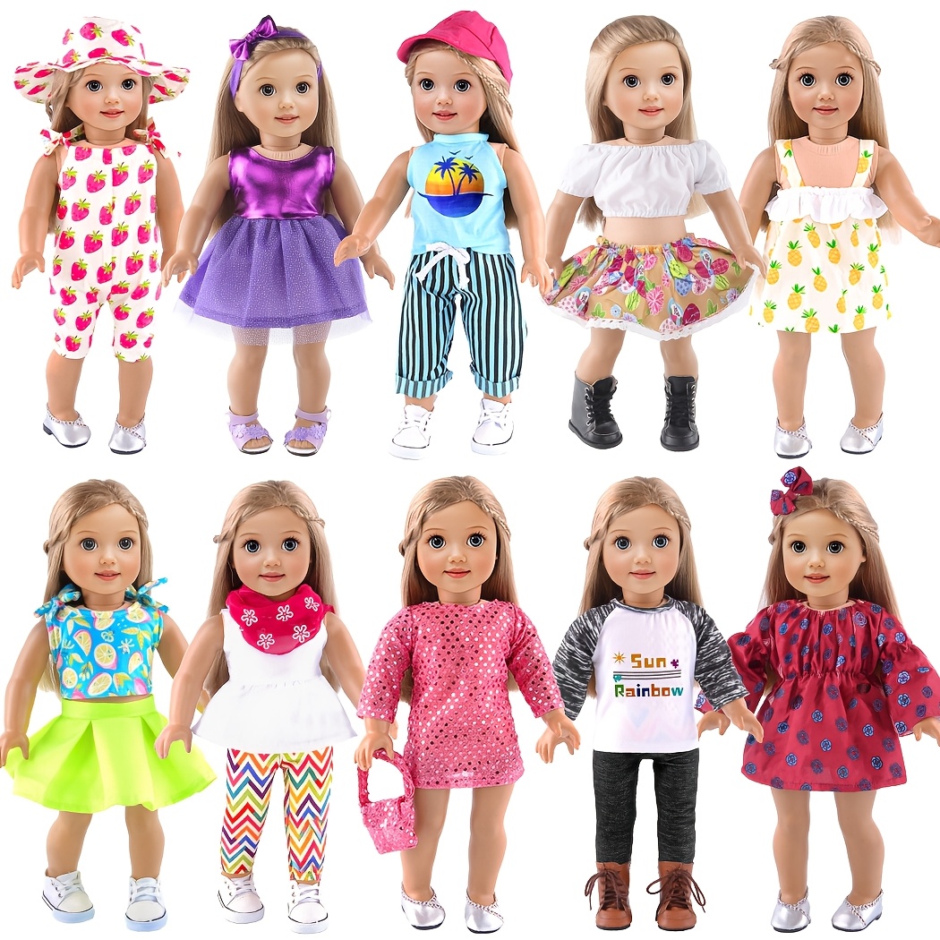 TEMU 10 Sets Of Clothes For 18-inch Dolls, Dolls And Shoes Not Included