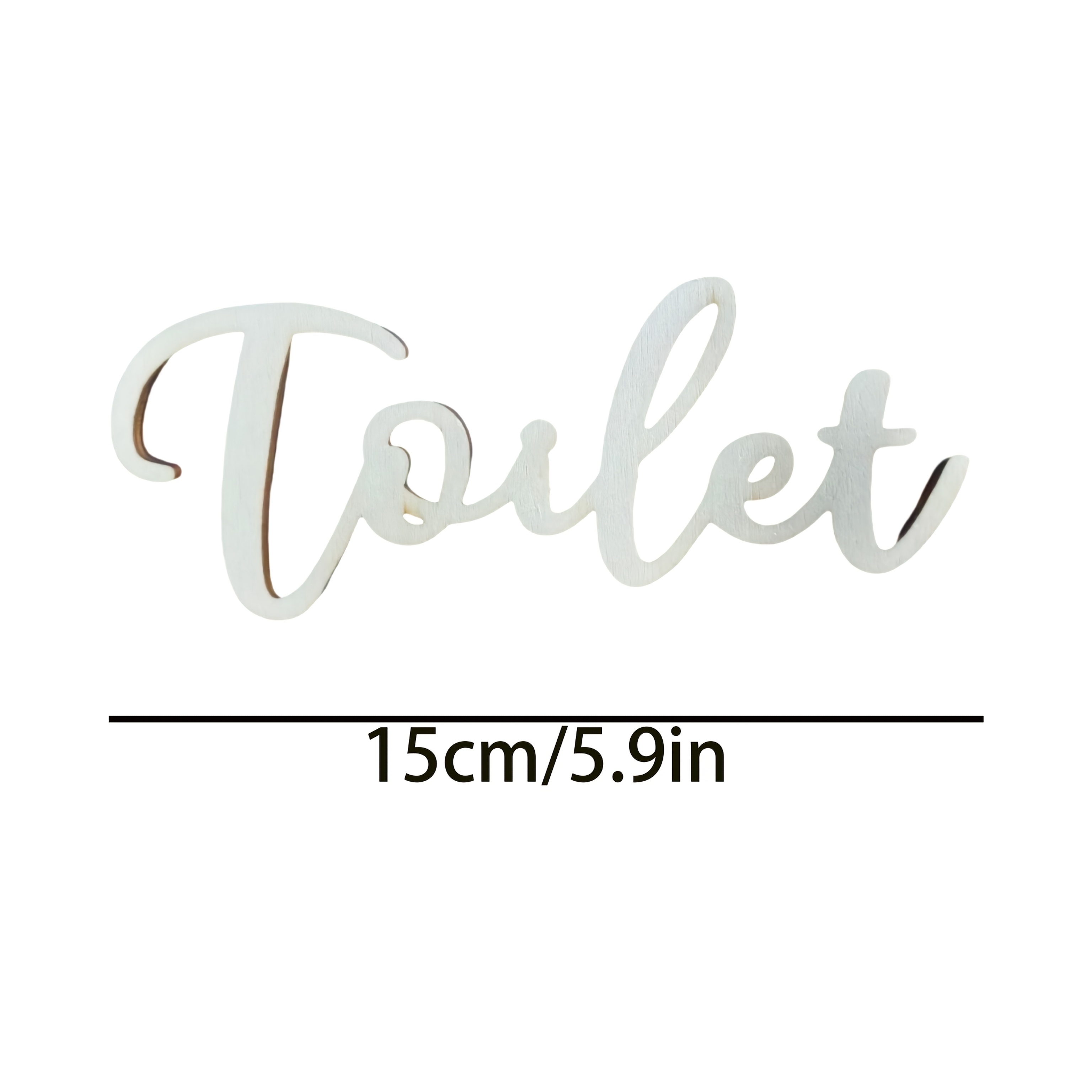 TEMU Minimalist Cursive Wooden Toilet Sign Wall Art, Wood Bathroom , Rustic Farmhouse Restroom Wall Decor Hanging Plaque, Modern Easy Toilet Marker