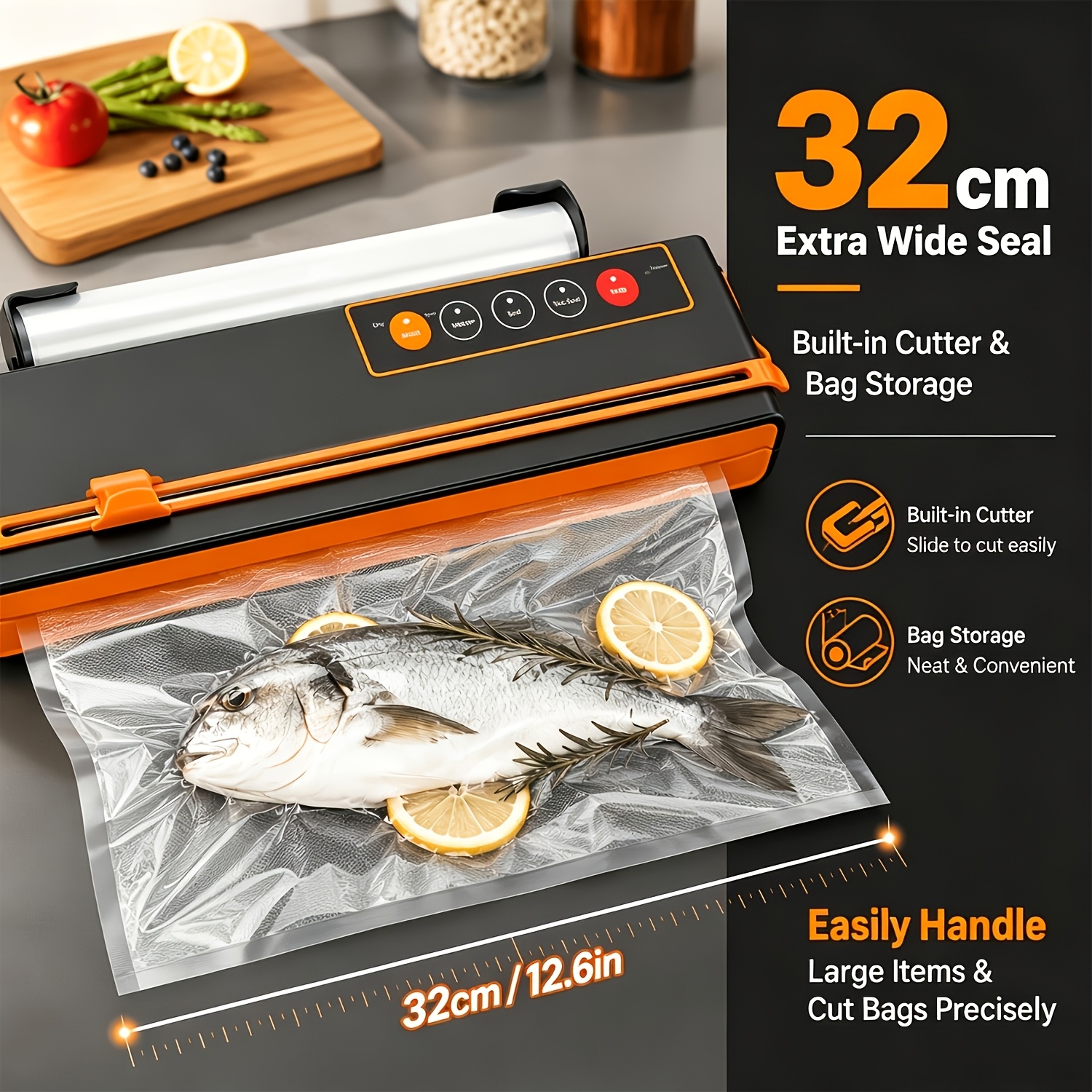 Image of Automatic Food Vacuum Sealer Machine With Dry/ & Suitable For, Camping, Fishing - Operation, Voltage (-240v), -type Plug, Compatible For Sealer Bags (10pcs Included)