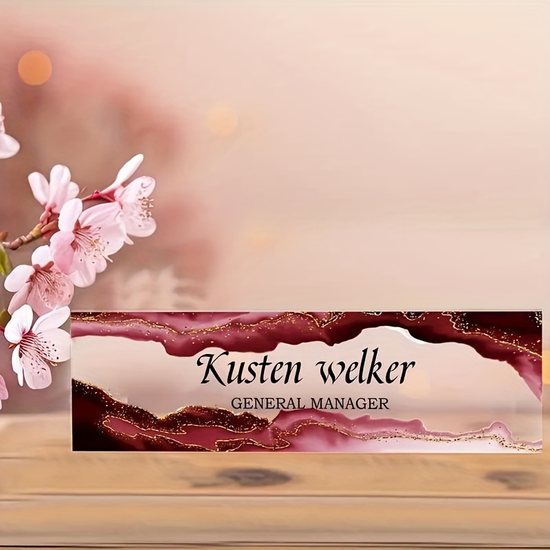 

Custom Acrylic Desk Name Plate With Personalized Name And – Elegant Black, Red, And – Ideal For Professional Office Or Wedding Decor, 1pc