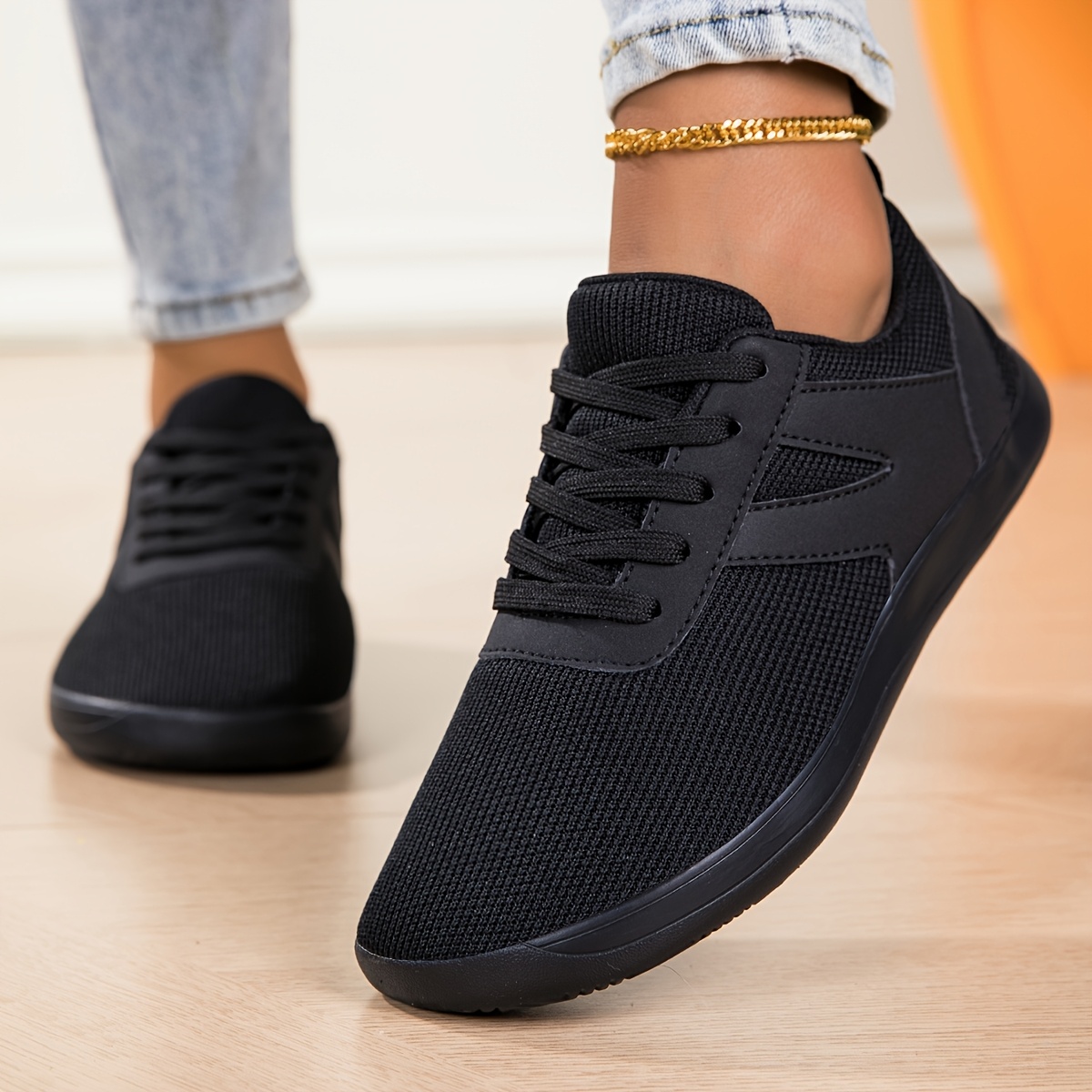 Plateau Sneaker Bequeme Schwarze Sneaker Damen Bequeme Schuhe - Main Image