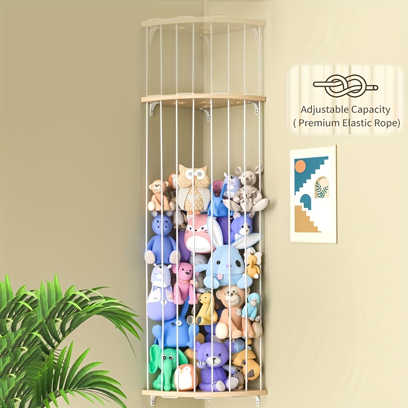 

Space-saving Corner Stuffed Animal Storage Rack: Adjustable Length, Star-shaped Design, Wall-mounted For Game Room Or Bedroom