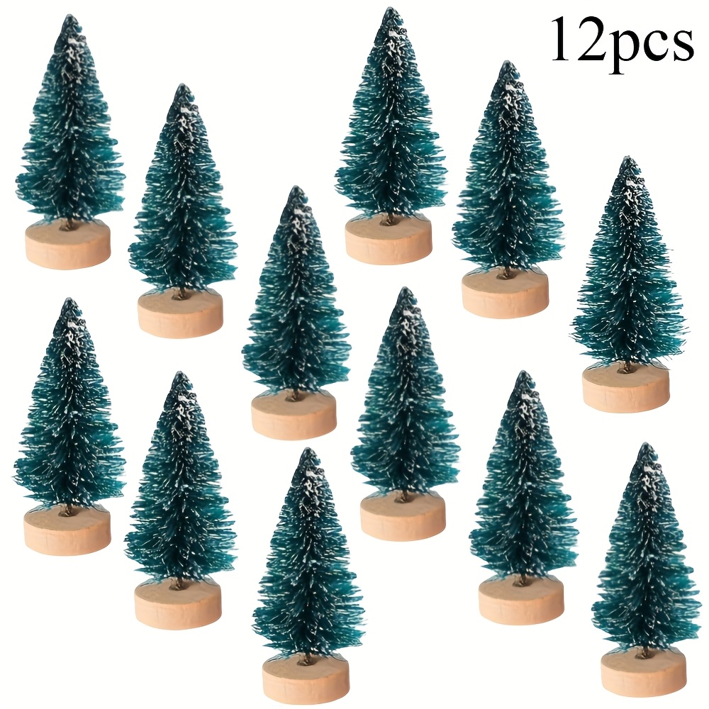 TEMU 12 Mini Árboles de Pino Artificiales con Agujas, Decoración de Escritorio y Manualidades, Accesorios para Micro-Paisajes Navideños, Ideales para