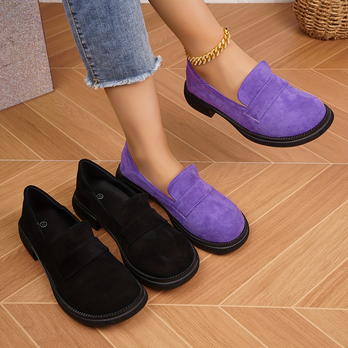 

Women's Casual Round Toe Loafers, Slip-on Shoes With Fabric Upper And , Round Toe Shoes