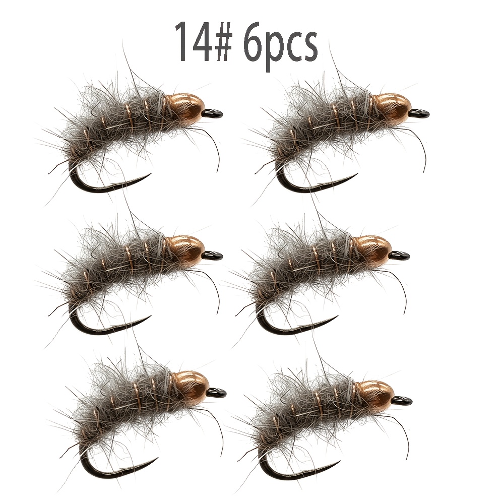 TEMU 6pcs de pêche à Nymphes mouillées, conçues pour une rapide, adaptées à , à la truite, au poisson grenouille et appât efficace