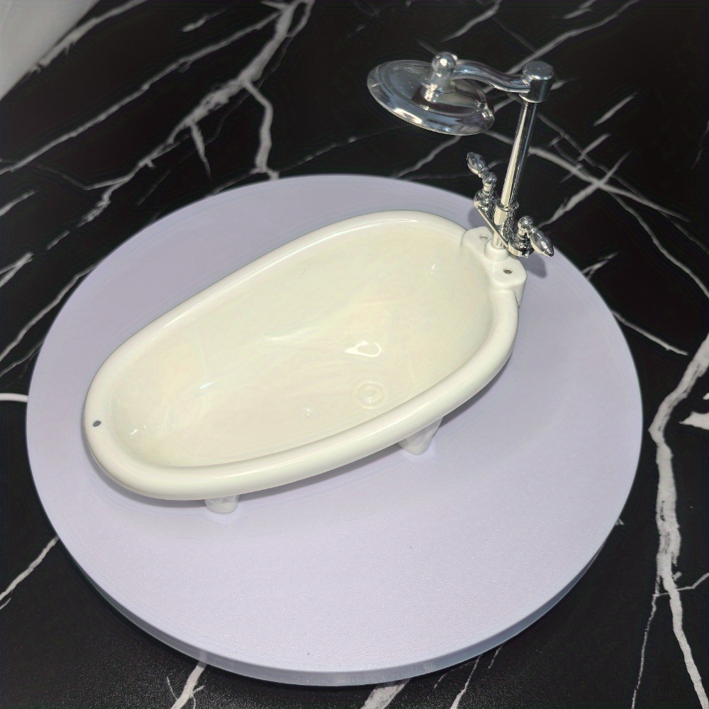 Image of Miniature Bathtub Ornament, Miniature Bathtub Ornament, Miniature Bathtub Model With Faucet And Shower Head, 2 Colors , , Bathtub-shaped Ornament, Suitable For Model And Outdoor Scene Decoration