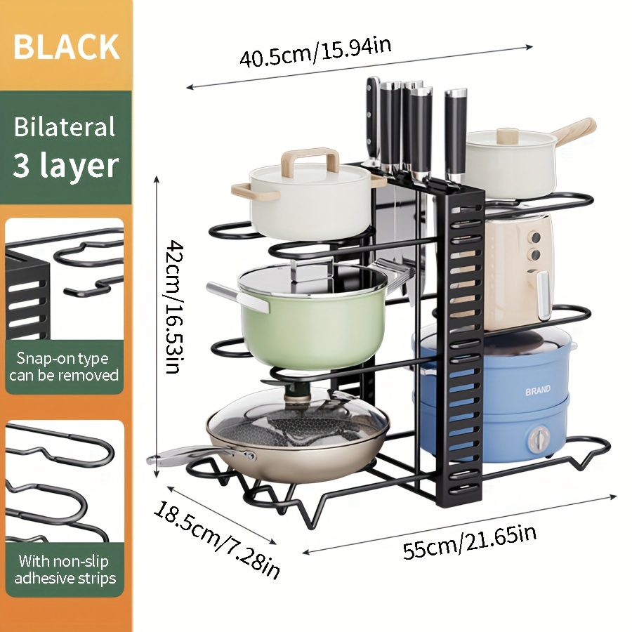 The Clean Store Adjustable 8-Tier Metal Pot Rack Organizer - Stainless Steel - Contemporary/Modern Style - 31-in Length - Easy Installation 424 At