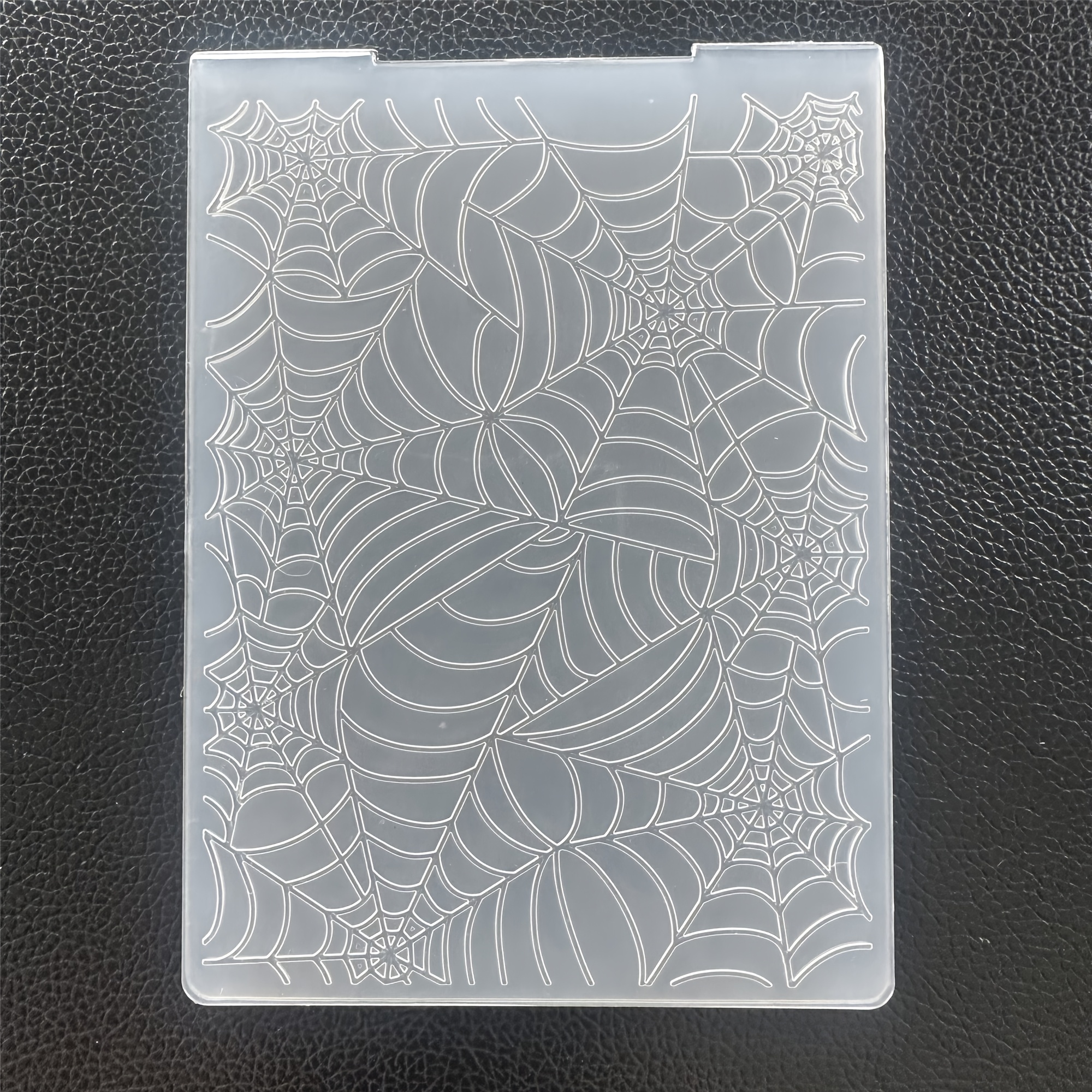 TEMU Dossiers de gaufrage en plastique à texture toile d'araignée pour Halloween, modèle de gaufrage pour la création de cartes, outils de