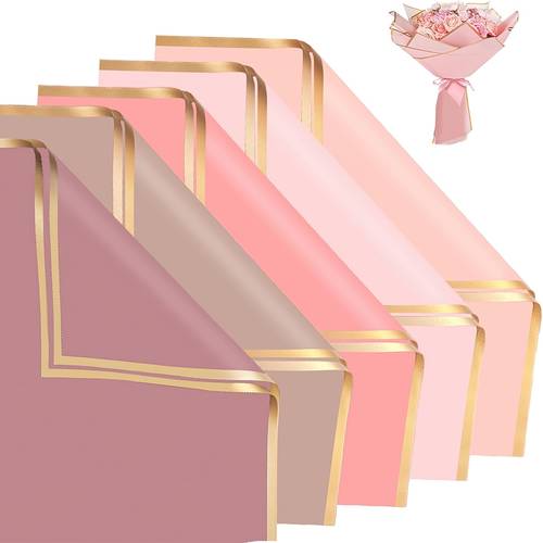 12 sheets waterproof pink flower wrapping paper for gift wrapping for wedding birthday valentines day mothers day flower supplies plastic paper plastic film for gift display
