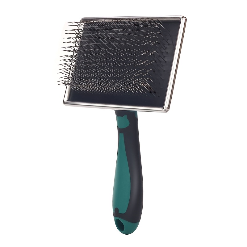 TEMU Pet Grooming Long Pin Brush - Features Extra-long Stainless Steel Pins For Brushing Qut And Knots, Suitable For Wiry, Long, And Thick Coats On