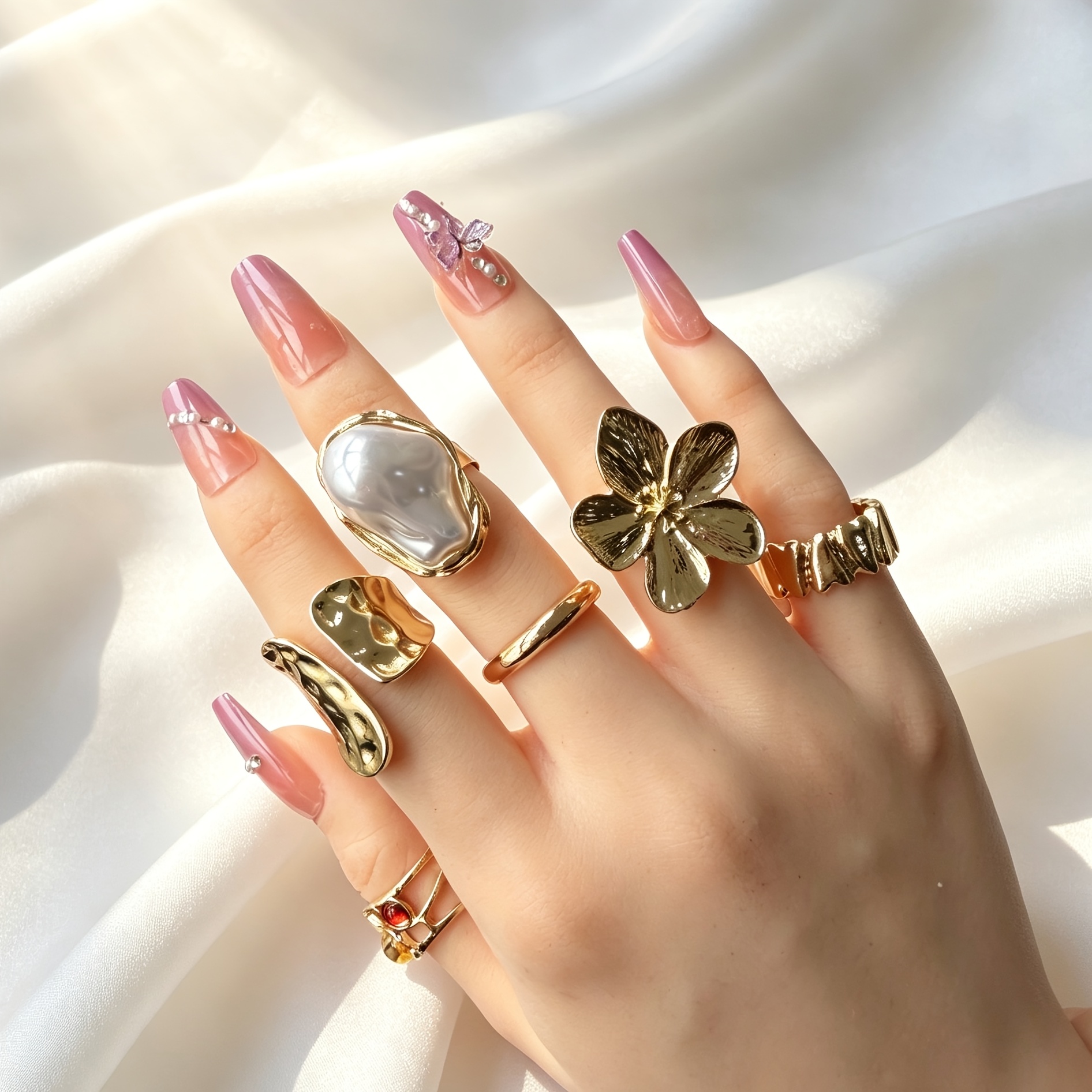 TEMU Ensemble de luxe léger 6 pièces baroque "" pétale vintage, bijoux pour femme
