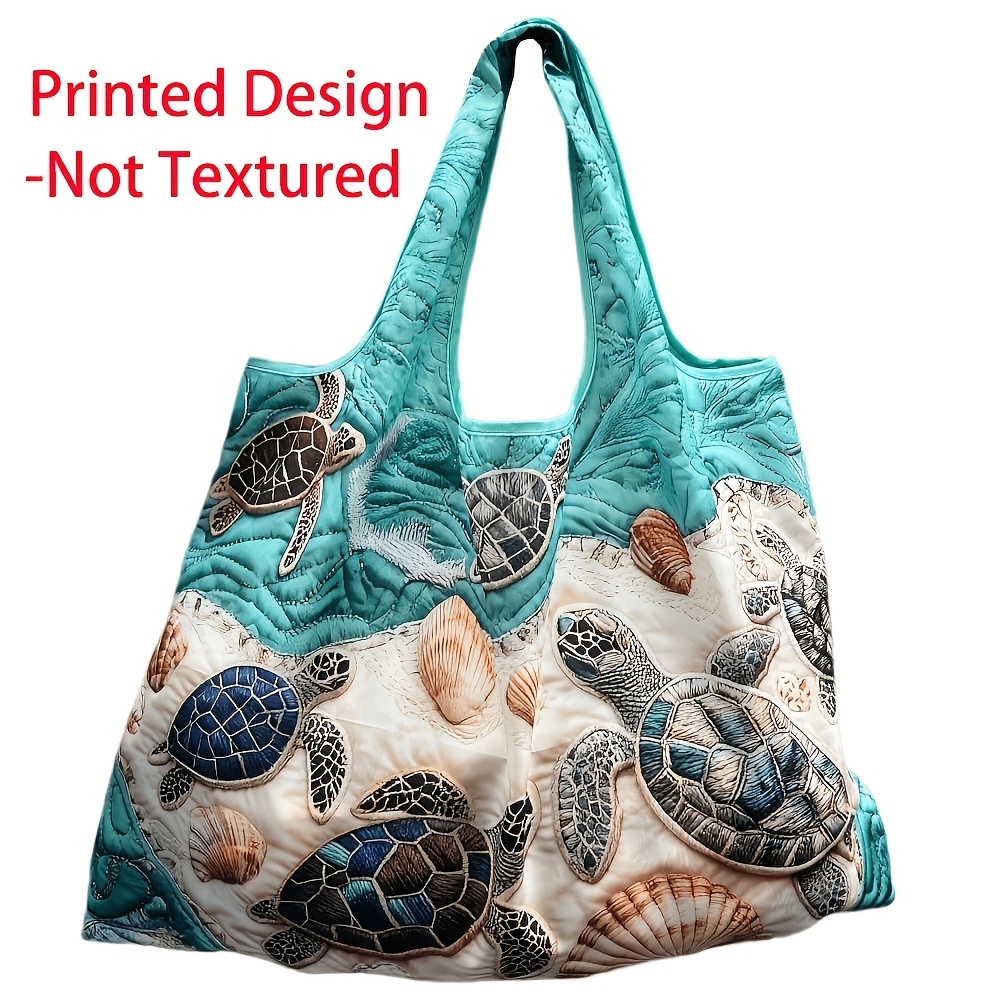 TEMU Printed Design â Not Textured, Large Capacity Portable Shopping Bag, Lightweight Foldable Shopping Bag, Single Shoulder Tote, Large Tote Bag
