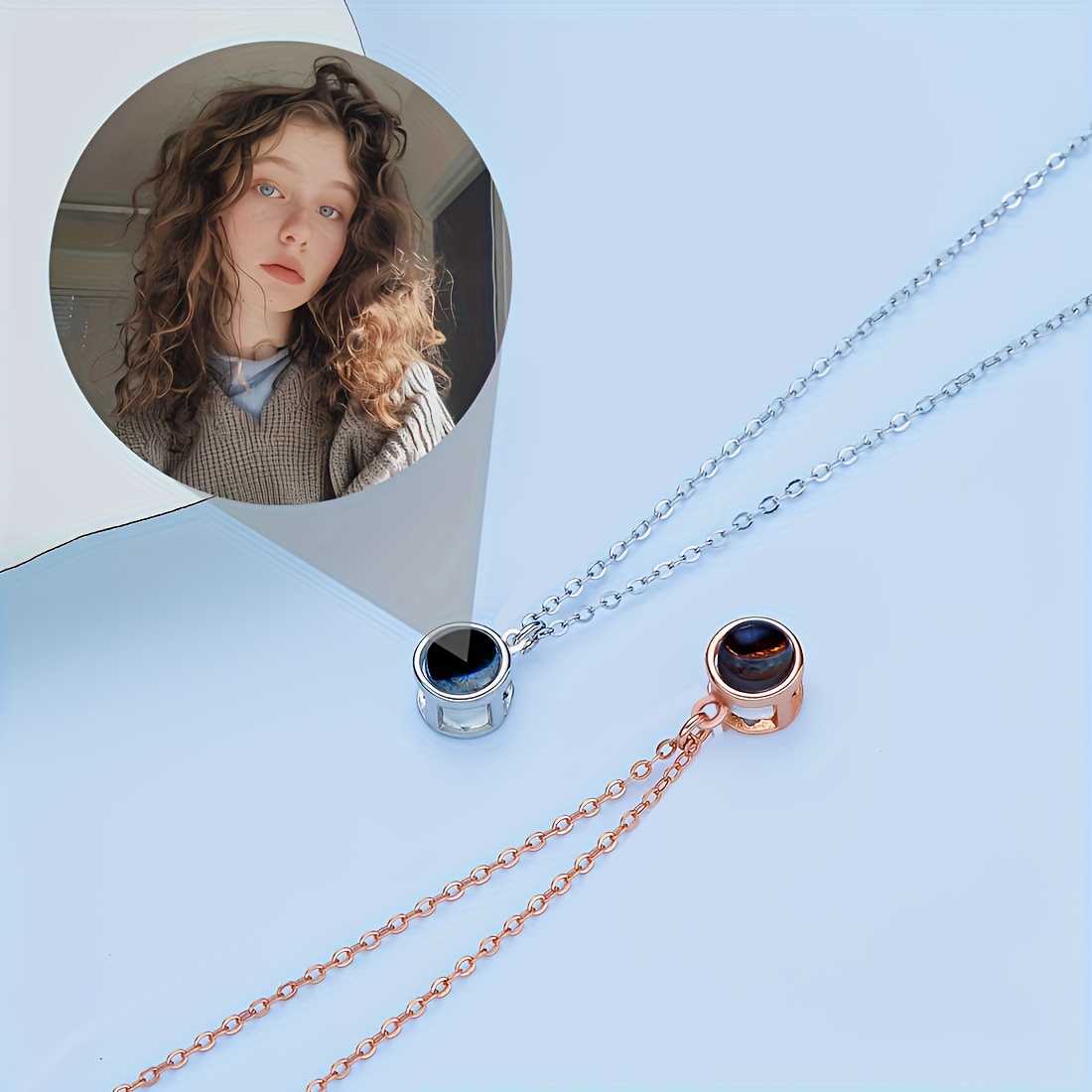 

Custom Color Photo Projection Necklace - Elegant Copper Pendant, Perfect Gift For Her On Day & Birthdays