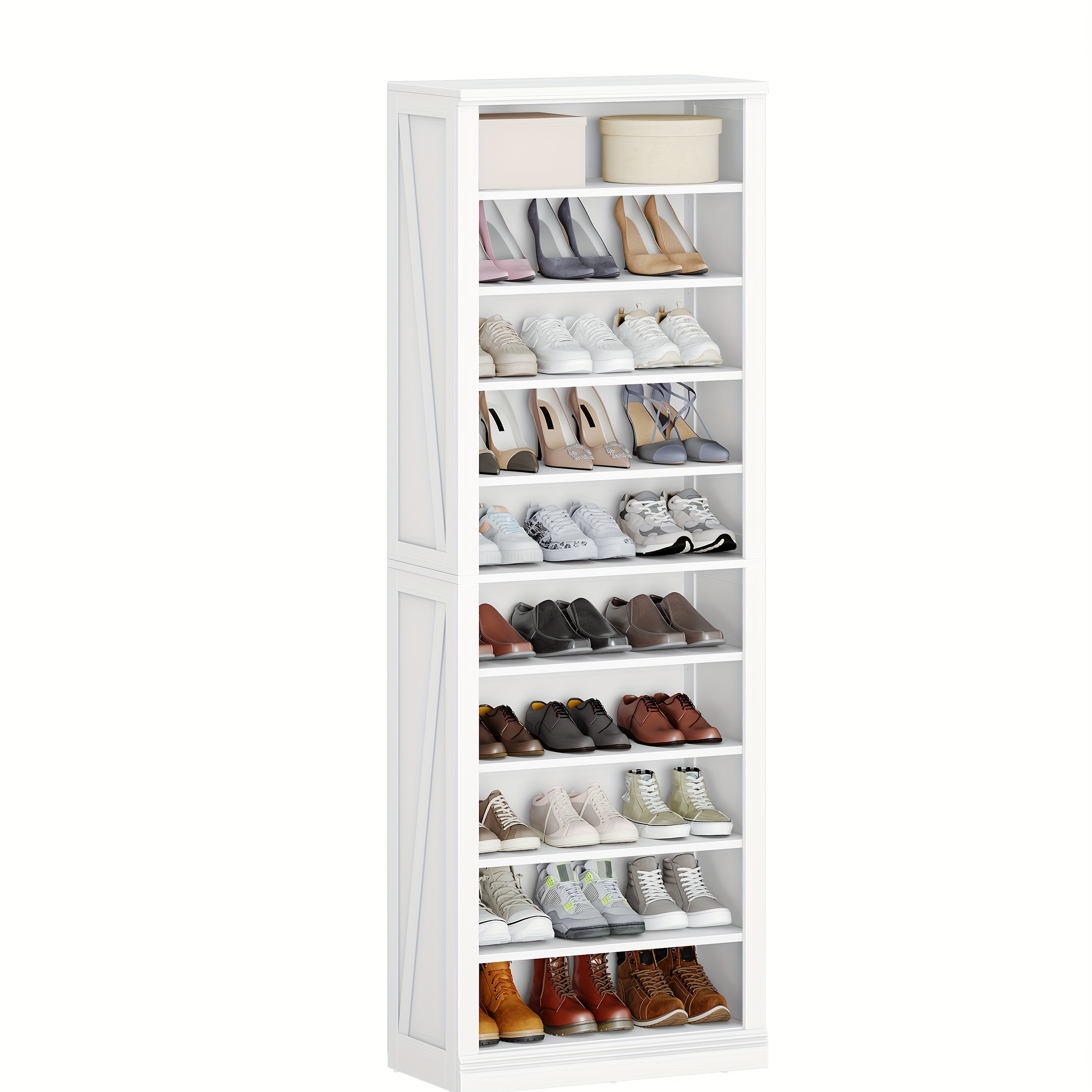Shoe Cabinet, Freestanding Shoe Chest With 27-30 Pairs, Adjustable Partition, Shoe Rack For Entrance, Living Room, Bedroom, White
