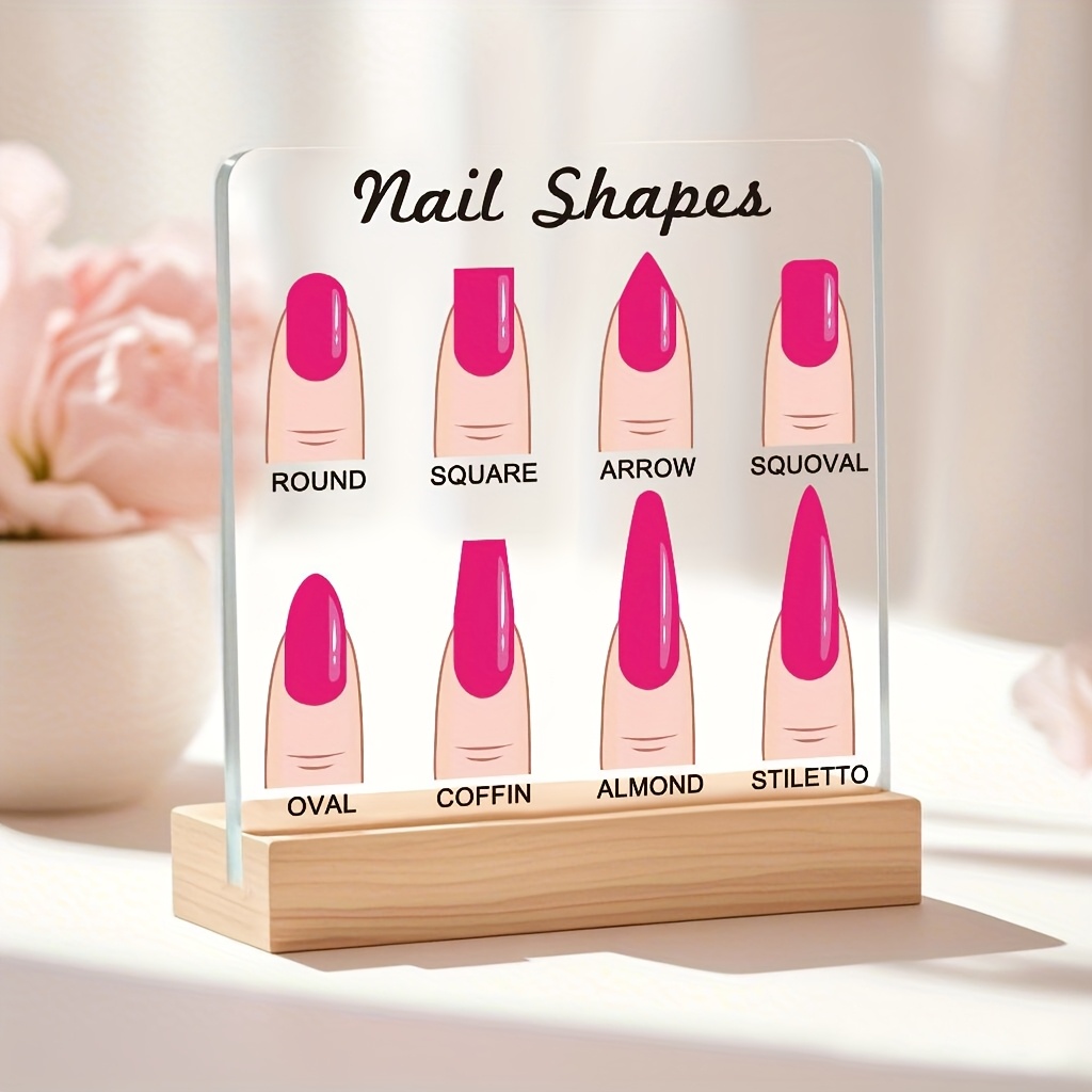 Nailfie Photo Prop - Press-on Nails Show Board - Hot Pink Nail Shapes Display Board - Transparent Acrylic Nails Art Prop - 1pc Nail Shop Decoration - Desktop Nail Art Works - Nails Salon Decor Accessory Gift for Manicurist