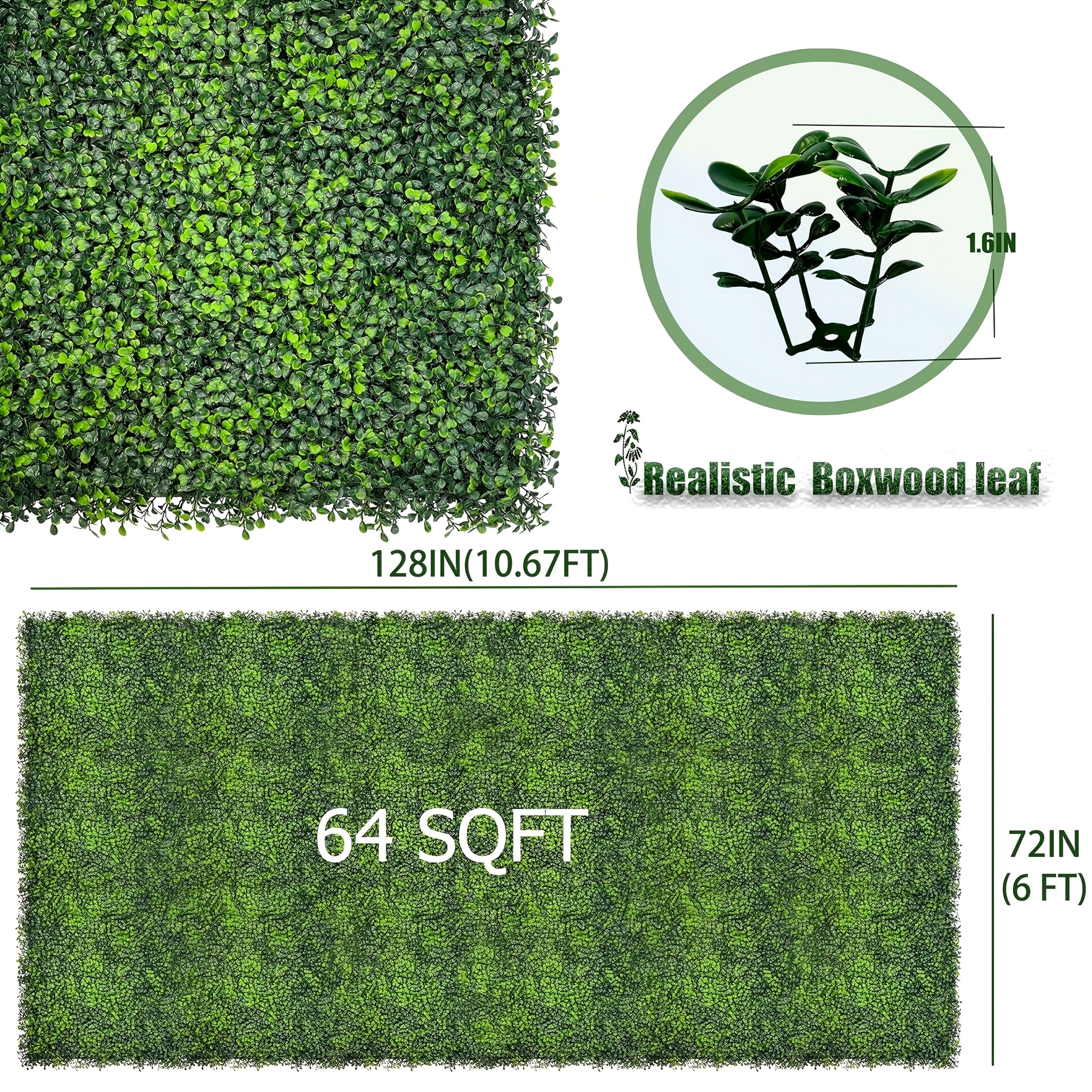 TEMU Artificial Ivy Privacy Fence Screen, Uv-anti Faux Boxwood Roll Grass Wall Panels For Patio Balcony Privacy, Garden, Backyard Greenery Wall