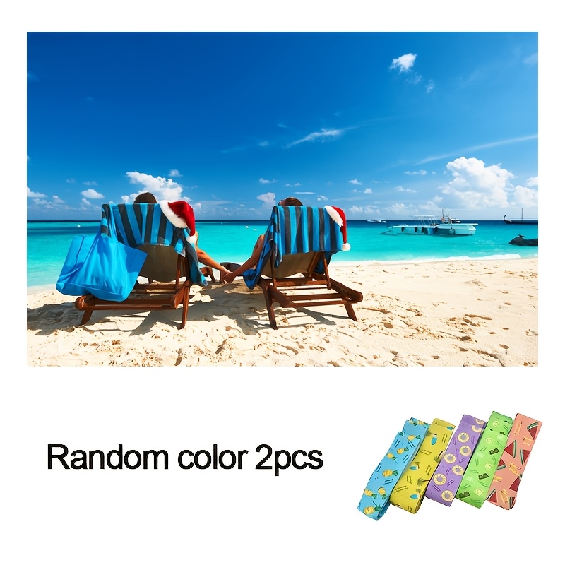 E-shop 2er-Pack elastische Strandtuchbänder, sichere Handtuchhalter zur Vermeidung von Entfallen, lebendige tropische Prints – Pool, Urlaub,