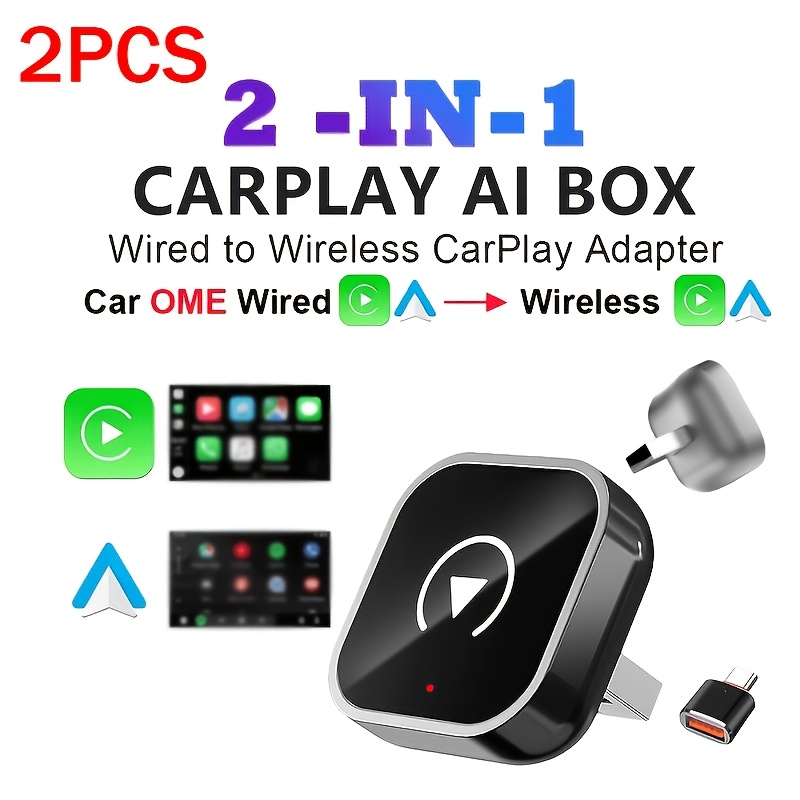 2pcs & Auto Adapter Compatible For Most Car, Wireless/ System With Usb-c/usb-ports, Usb- Suitable For Vehicle , No Battery Required, Delay For Smartphone Sync