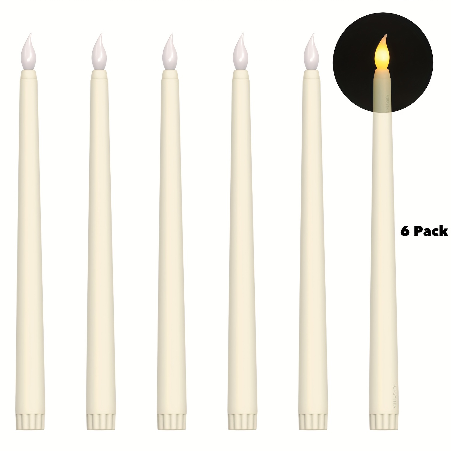 TEMU 6pcs Flameless Led Taper Candles,battery Operated Candles, Flickering Fake Candles With Warm Light, 11 Inch Plastic Candles For Christmas Church