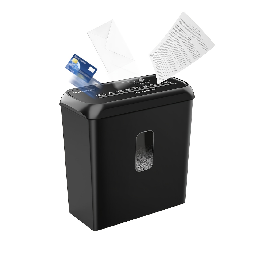 E-shop 6-Blatt Kreuzschliff-Aktenvernichter mit transparentem Schredderstand-Fenster, 11L & 3 , seitliche Vertiefung für die tägliche