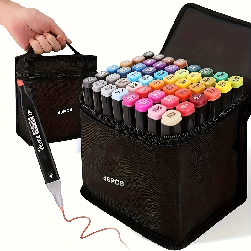 

48-color Dual-tip Permanent Marker Set - High-quality Art Markers For Artists, Designers, And Hobbyists