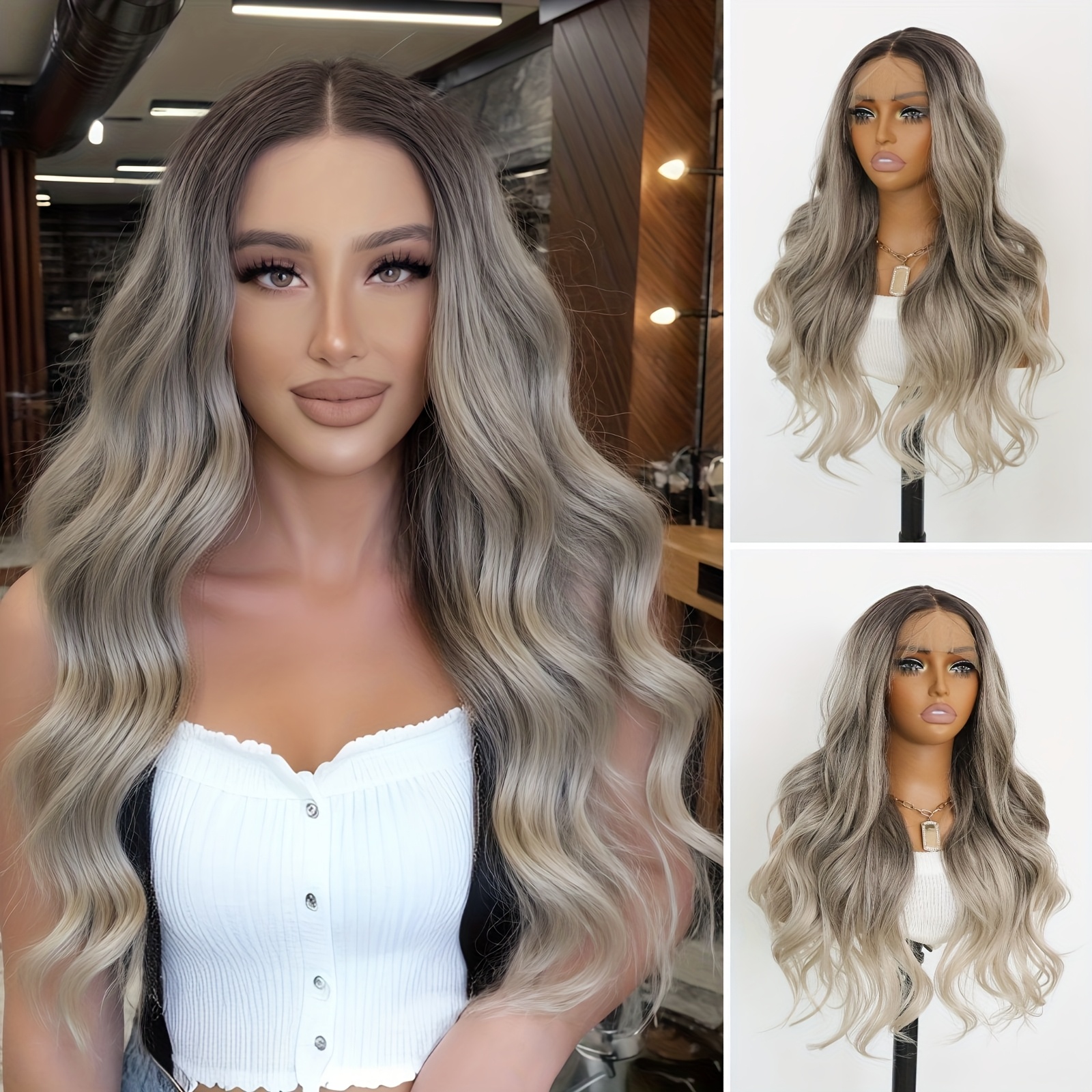?Luca GREY OMBRÉ 22” LACEFRONT CELEB WIG *NWT* Luca Wig | Rene of Paris | Wig Collection main image 2