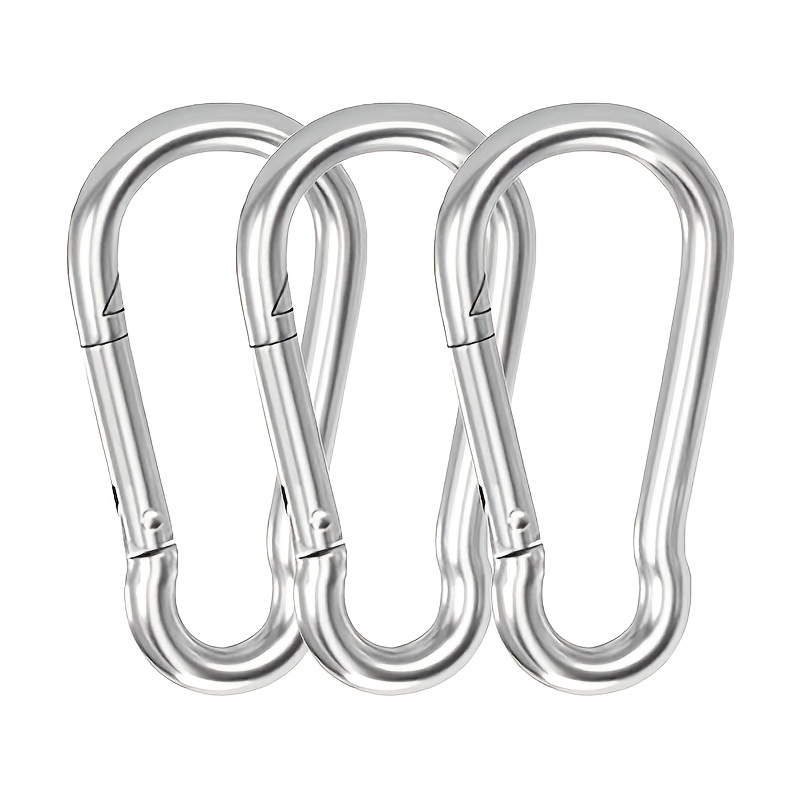TEMU Lot de 3 mousquetons à ressort de D en acier inoxydable, crochets à ressort multifonctionnels, adaptés pour hamacs, camping, randonnée, laisses