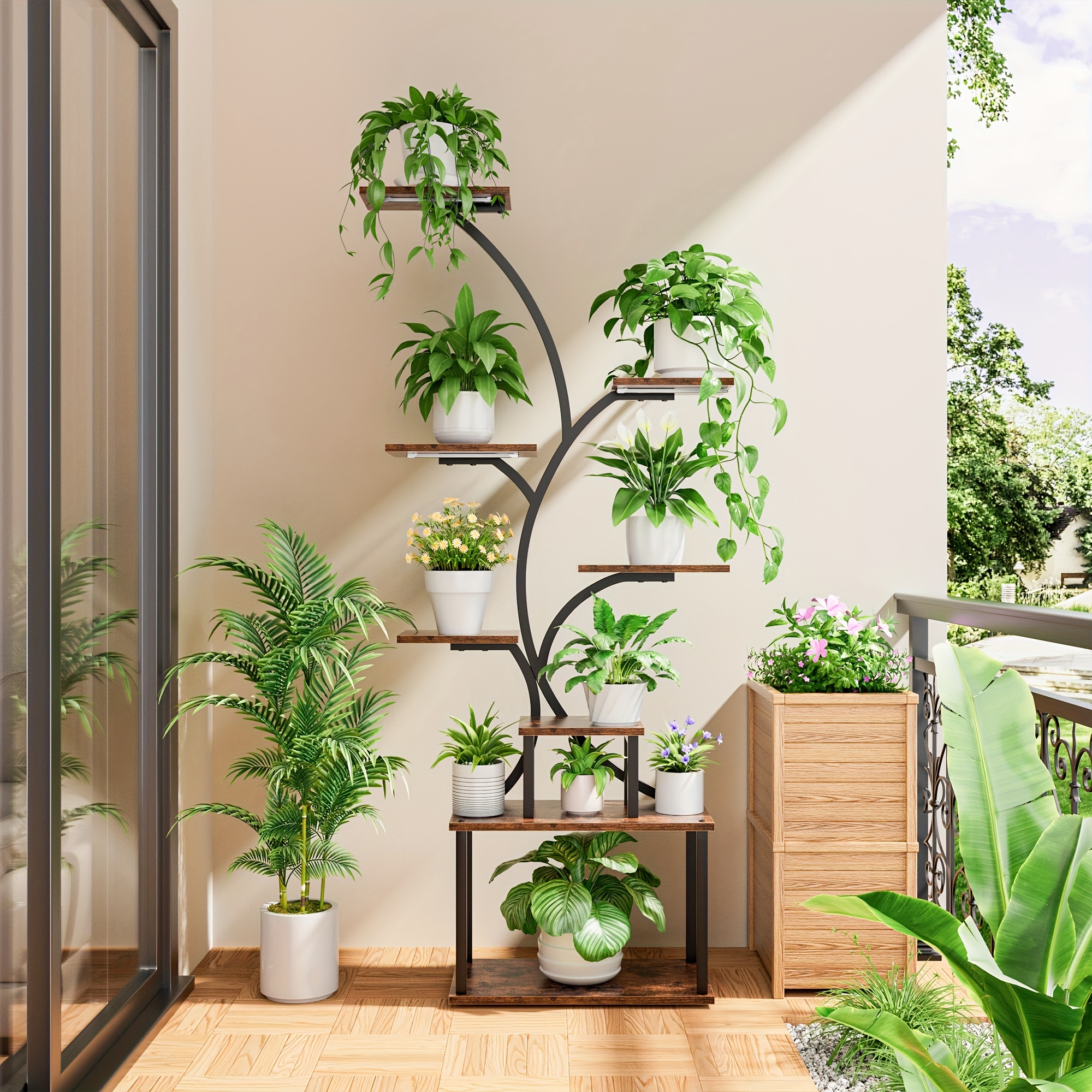 elegant 8 tier iron plant stand   light multi functional branch inspired display shelf for indoor plants decor ideal for living room garden balcony and more