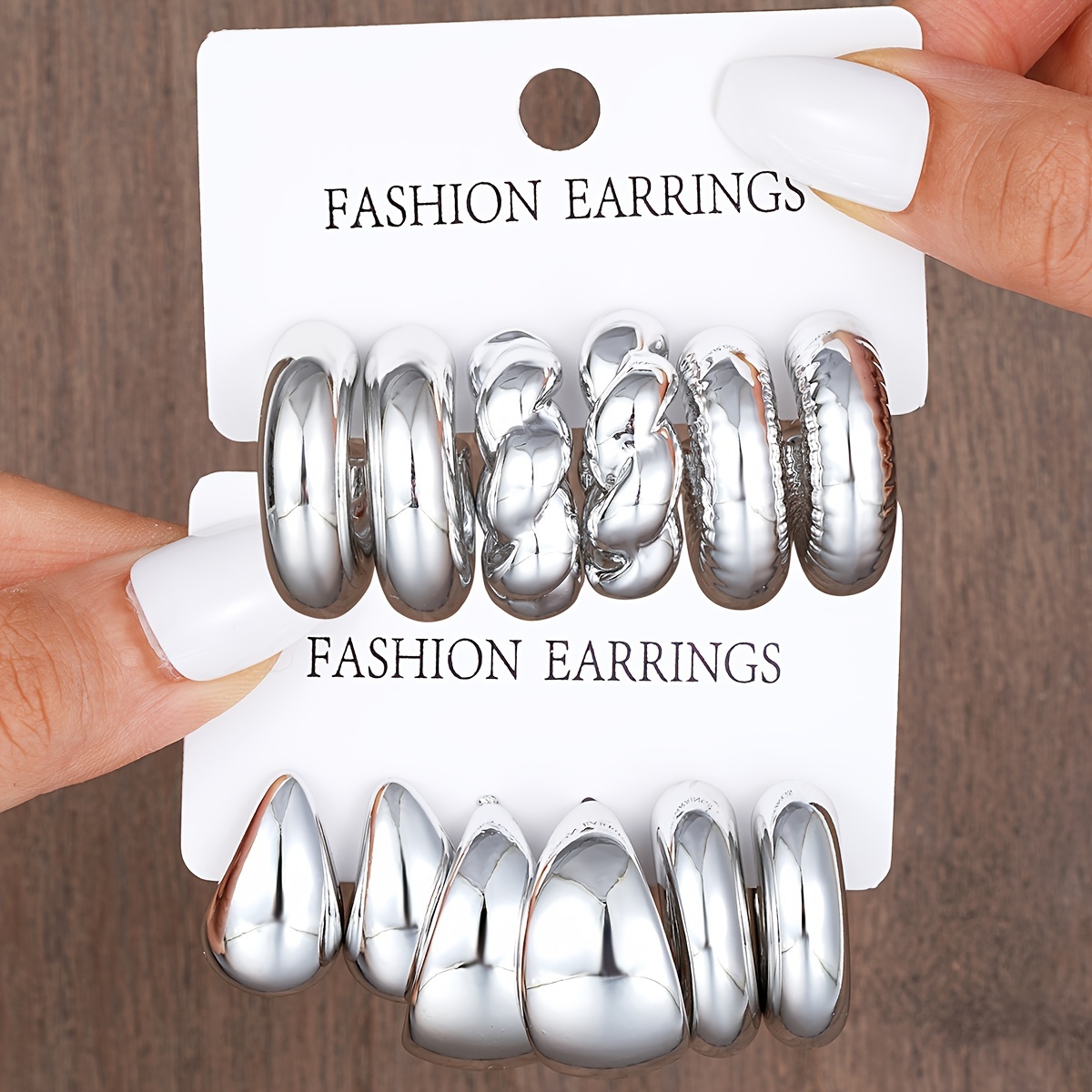 

12 Pcs Simple, Elegant, Light Luxury, Exaggerated Wide Face Earrings Set For Women's Daily Commuting And Travel Vacation Jewelry