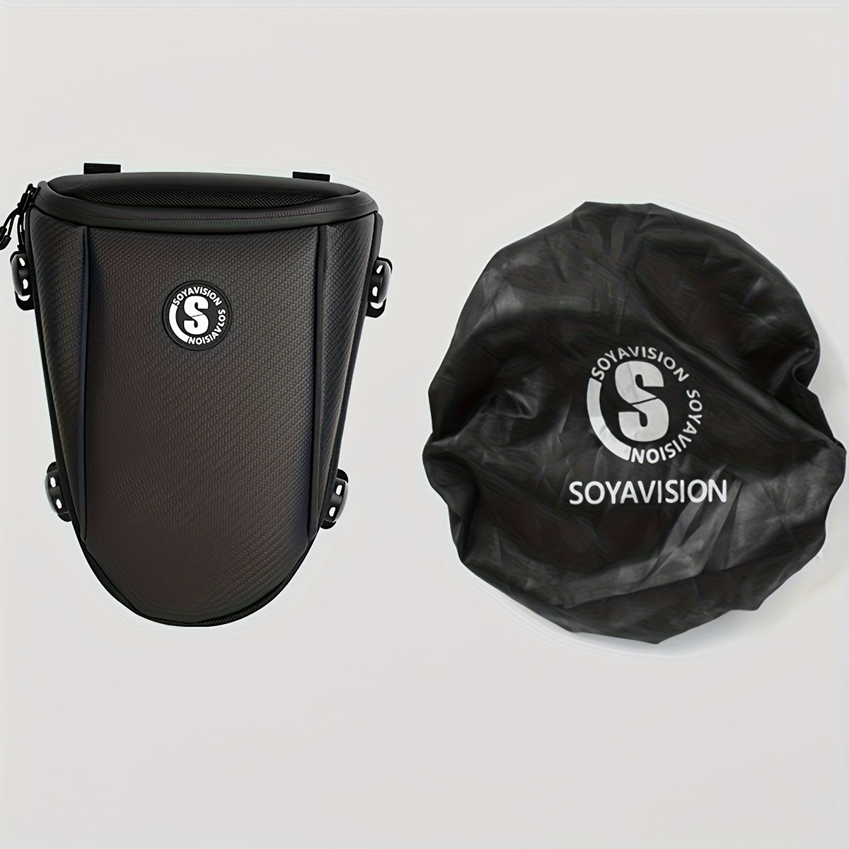 TEMU Motorcycle Back Seat Bag Helmet Bag Carbon Fiber Texture Hard Shell Travel Storage Luggage Rider Backpack