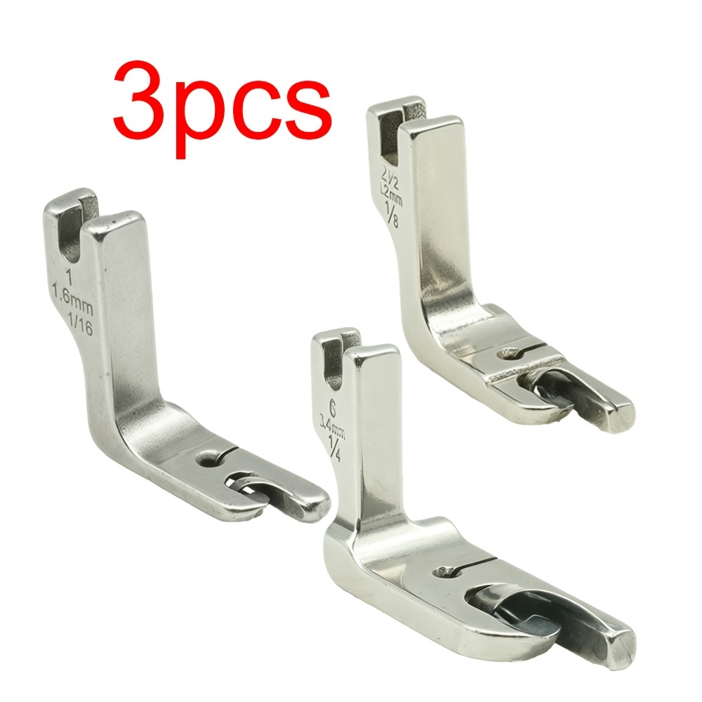 TEMU Jeu de 3 pieds-presseurs à ourler/ourliser à rouler en tissu fin, 1/16", 1/8", 1/4", accessoires pour machine à coudre industrielle à aiguille