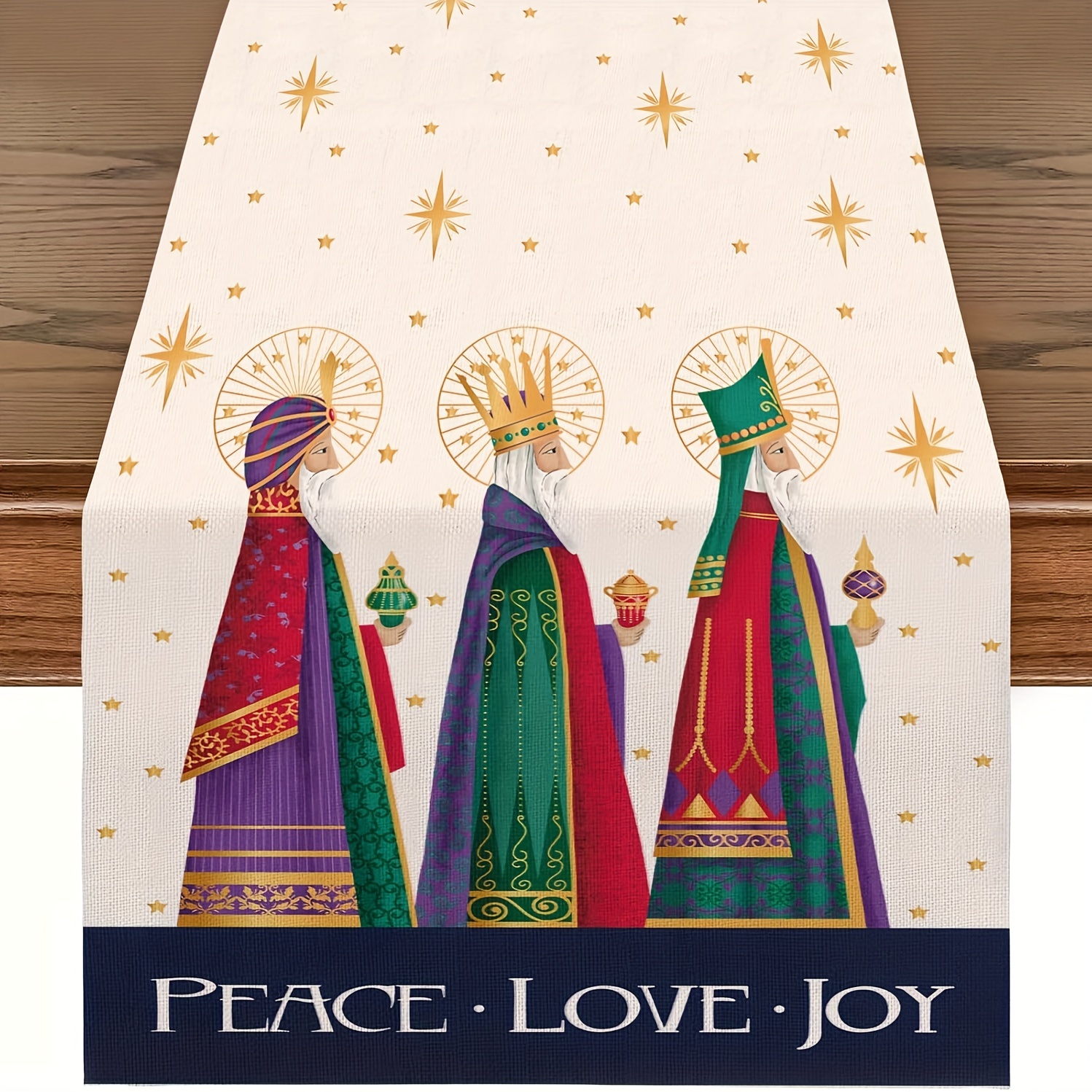 TEMU Linen Christmas Table Runner - 1pc, , Woven Rectangle Linen Tablecloth For Holiday, Kitchen, Dining, Party Decoration - Christmas Theme