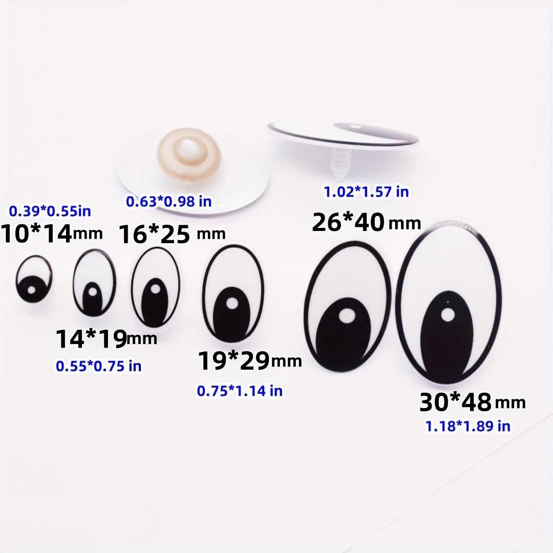 Black & White Oval Plastic Cartoon Doll Eyes For Handmade Plush Toys And Crochet Crafts -