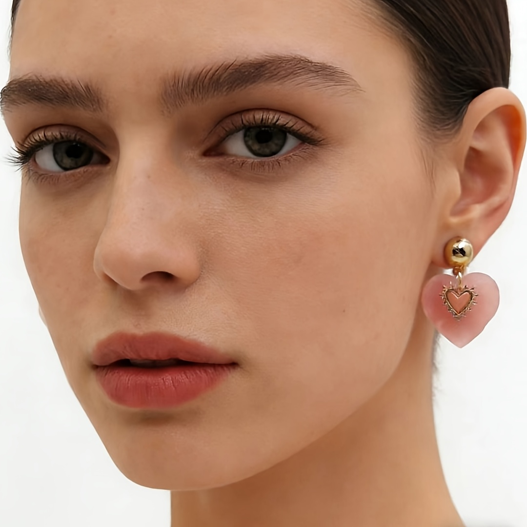 Stylish European Heart-Shaped Stud Earrings for Women