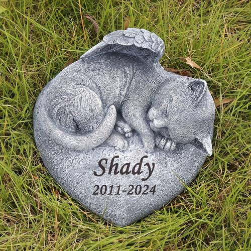 personalized custom cat and dog garden statues stones cat beautifully packaged keepsake gifts or gifts for cats and dogs sleeping cat stepping stones engraved with dates and names