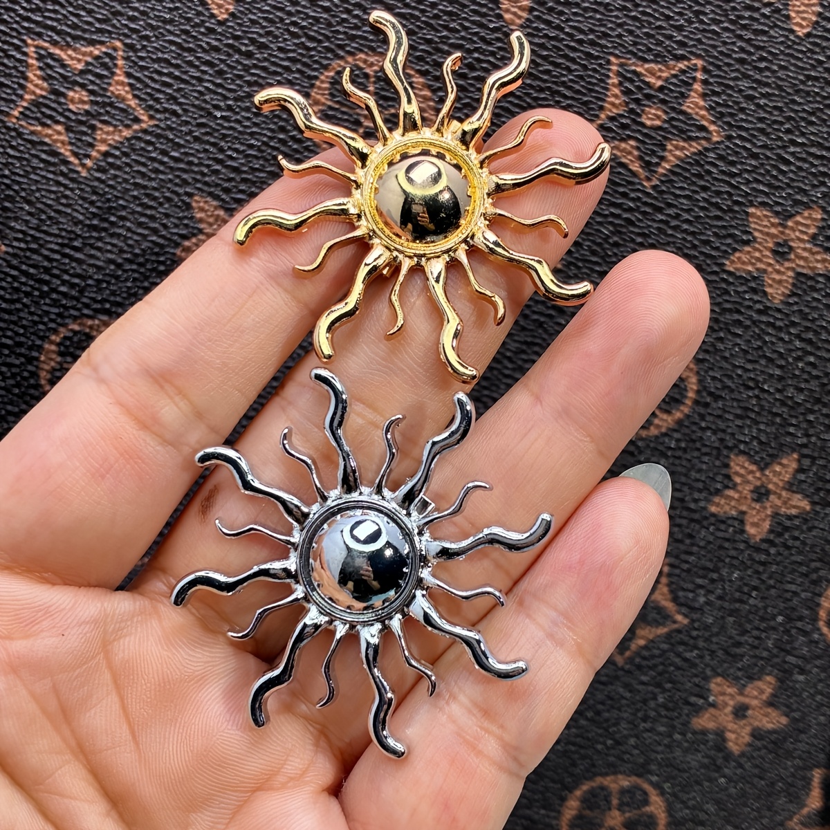 Golden and Silvery Contrast Sunflower Brooch, Everyday Versatile Accessory