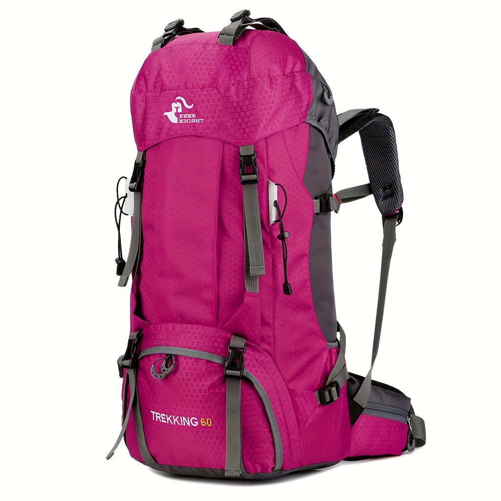 Mochila de senderismo Kerxinma de 60 l, impermeable, para viajes,  senderismo, acampada, con funda de día (morado