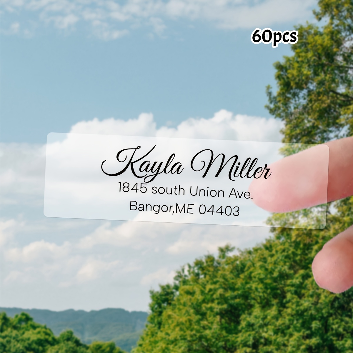 Custom Text Rectangular Transparent Address Stickers