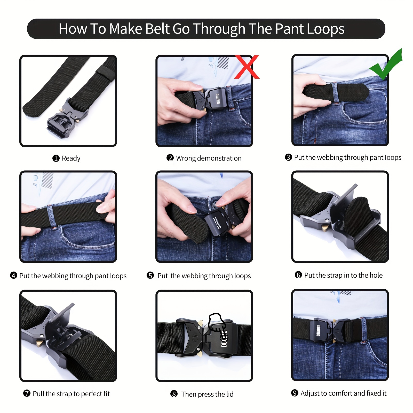 DUNTO Tactical Quick Release Belt for Men Durable Stretch Nylon Secure Buckle