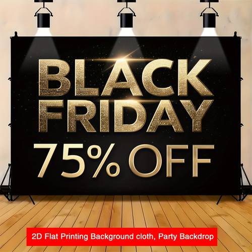 item picture 2d flat 2d flat banner 1pc extra large 70 8x90 inch banner black friday coupon decoration with golden text heavy duty store promotion backdrop suitable for retail displays parties events elegant black background sign