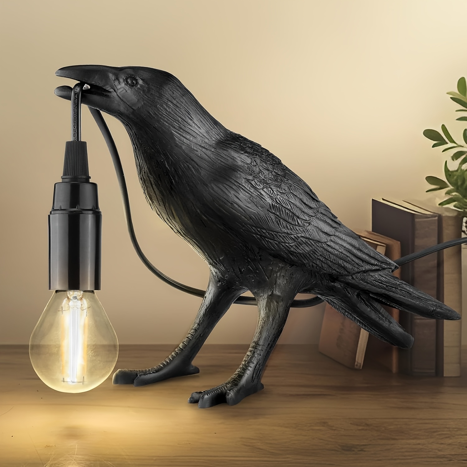 TEMU 1pc Crow Lamp, Cute Black Desk Light, Desk Light For Bedroom Living Room Bedroom, Unique Crow For Table Decor, Goth Decor, Black Decor, Art
