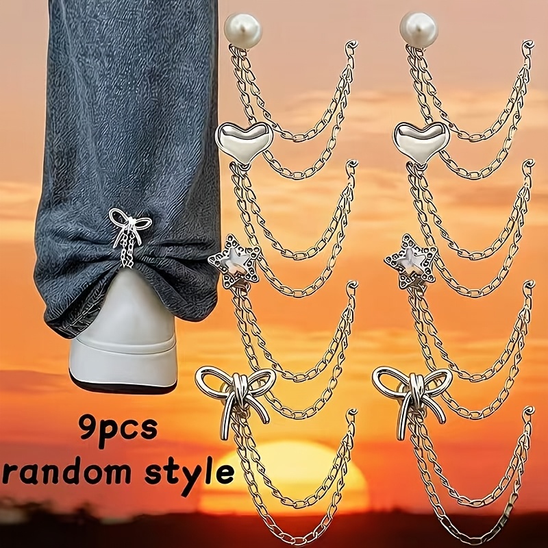 TEMU 9 piezas de pinzas multifuncionales para ropa, adecuadas para dobladillos, estrellas de metal, corazones, , camisas, pantalones, cierres de