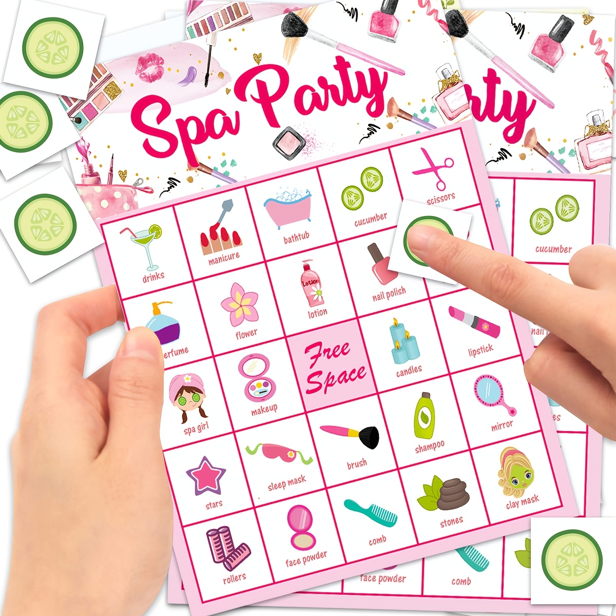 33-  spa feest bingo spel voor 24 spelers - make-up thema bingokaarten, beauty themed games voor meisjes slaapfeest en verjaardagsfavorieten, familieactiviteiten benodigdheden