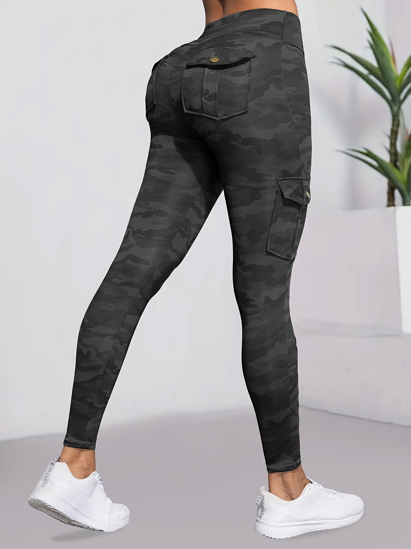 leggins yoga estampado camuflaje mujer múltiples bolsillos Temu