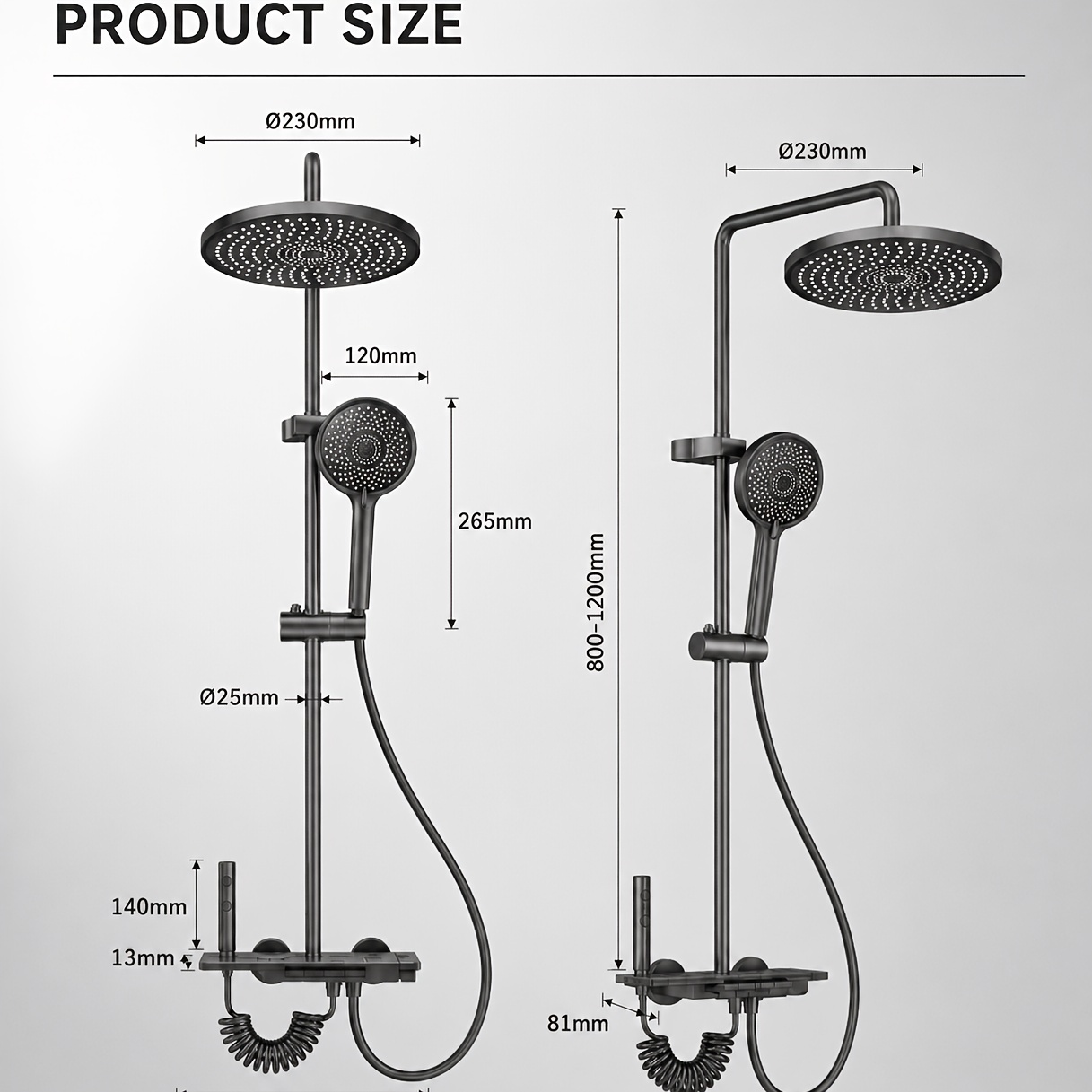 Modern High Pressure Rainfall Shower Set with Top Spray & Handheld