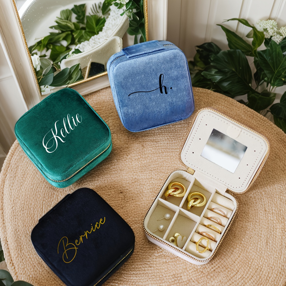 Personalized Velvet Jewelry Box with Mirror