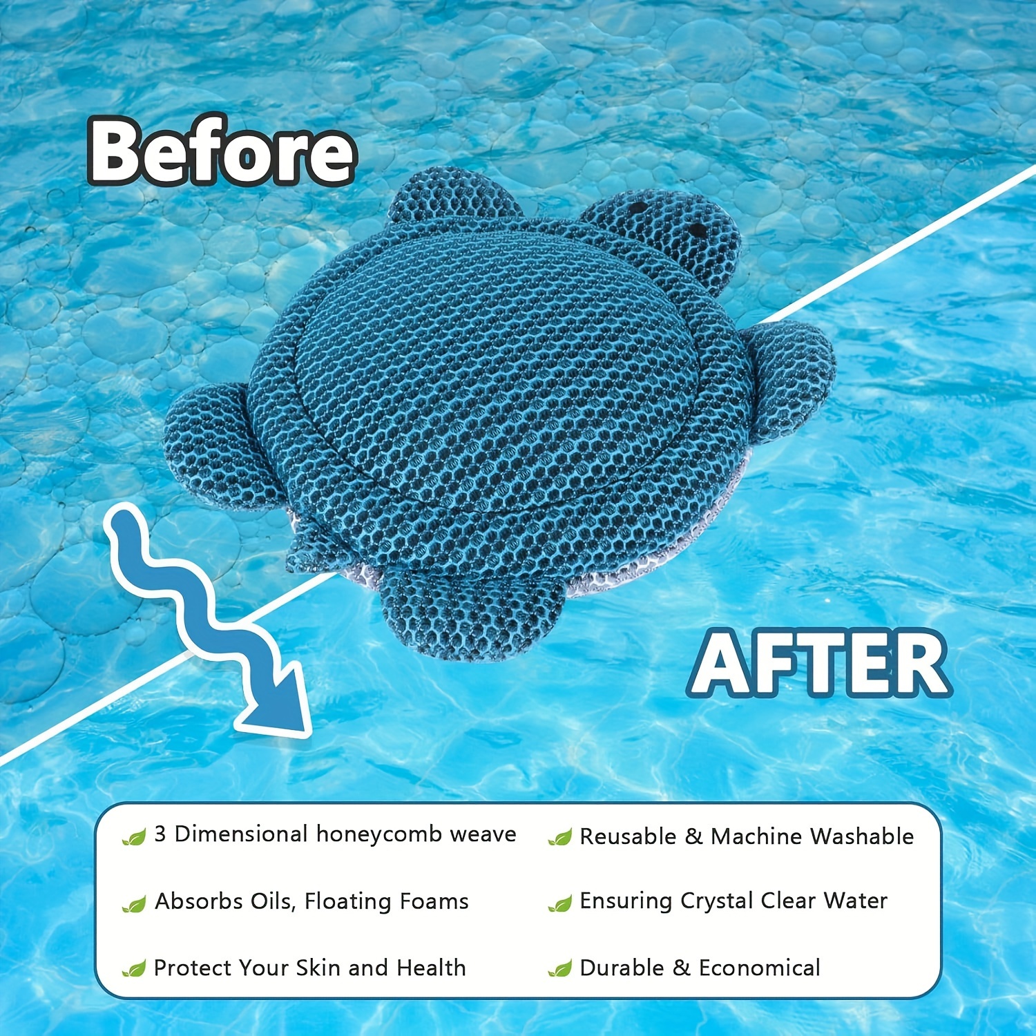 Tekrar Kullanılabilir Deniz Kaplumbağası Sıcak Küvet Köpük Absorberi: Yağ, Balçık ve Kiri Emer, Suyu Kristal Berraklığında Tutar - Yer Üstü Havuzlar İçin Uygundur